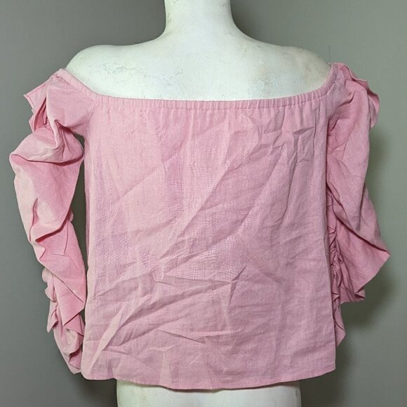 Petersyn  Top Pink Linen Off-Shoulder S - Picture 4 of 8